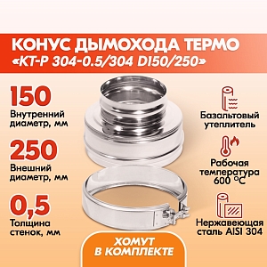 Конус Термо КТ-Р 304-0.5/304 D150/250 с хомутом
