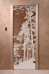 Дверь для сауны DoorWood (ДорВуд) "Рассвет" (бронза) 1900х700
